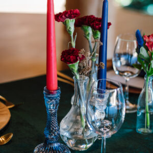 świecznik, krysztal, navy blu, granatowy świecznik